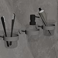 Wall Mounted Bathroom Accessories With Glass Holders For Toothbrush And Soap Dispenser