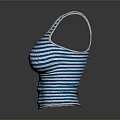Blue And White Striped Fitted Tank Top For Women's Everyday Casual Wear