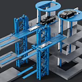 Multi Level Mechanical Parking Industrial Equipment with Blue Steel Structure and Car Storage Platforms