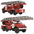 Red Vintage Fire Truck With Extended Rescue Ladder And Classic Design