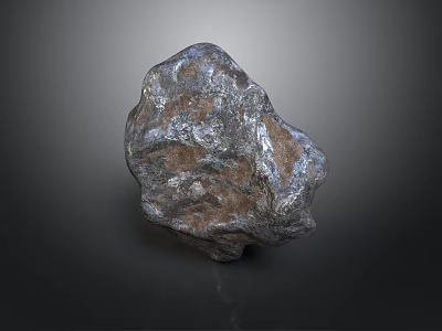 Natural Decorative Household Stone With Rough Surface And Silver Gray Brown Color 3d model
