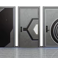 Modern Security Doors With Geometric Patterns Black Gray Metal Sleek Durable Design 3d model