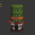 Cylindrical Green Foliage Device With Mechanical Base And Orange Ring
