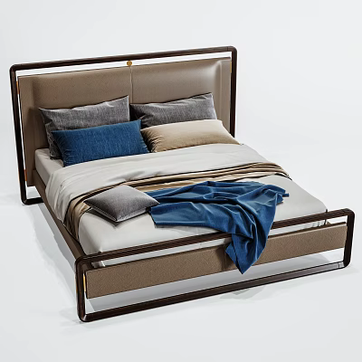 New Chinese Double Bed Double Bed Pillow Quilt Combination 3d model