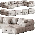 Modular Light Gray Tufted Sectional Sofa Set With Plush Cushions And Modern Design 3d model