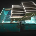 Teal Blue Metal Toolbox With Divided Compartments For Hardware Tools Organization