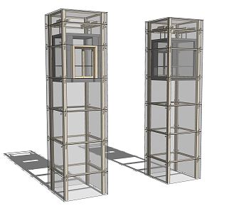 Modern Elevator Sightseeing Glass Elevator Combination 3d model