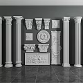 Various Types of Roman Columns Featuring Decorative Capitals Carved Reliefs and Ornaments