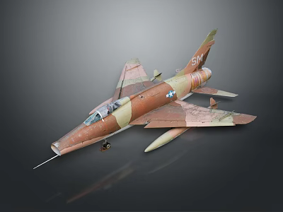Vintage Military Fighter Aircraft With Camouflage Paint And Sharp Nose Structure 3d model