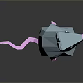 Low Poly Style Blue Mouse Game Movie Character With Pink Ears Nose Tail And Feet