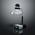 Modern Table Lamp With Silver Lampshade Black Base And Clock 3d model