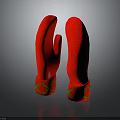 Warm Red Winter Gloves Featuring Green Cross Pattern On Cuffs 3d model