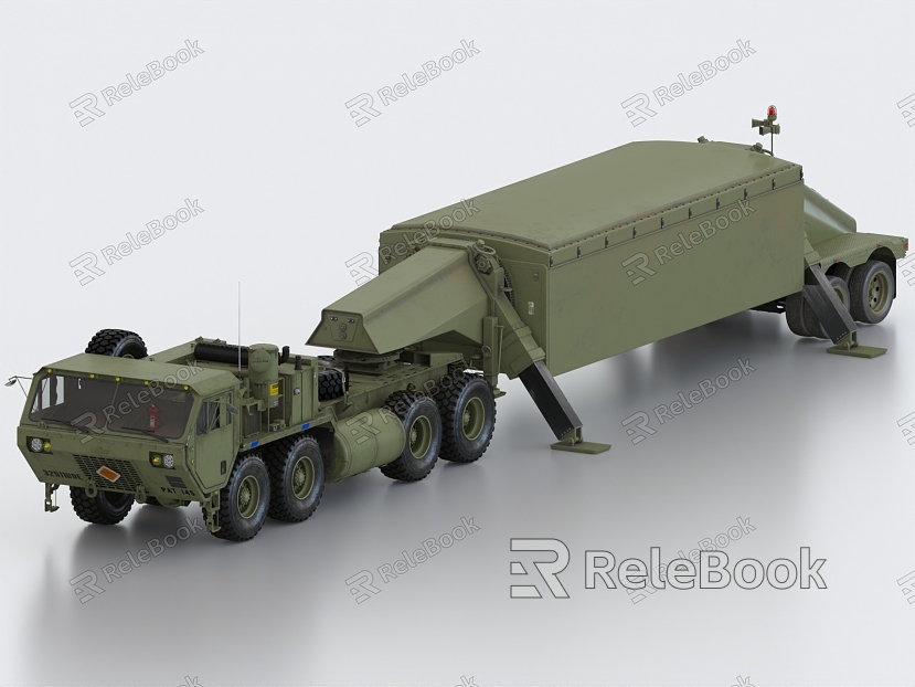 Heavy Truck Tractor Military Truck Military Tractor Rocket Rocket Launcher Military Transporter model