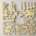 Unique Golden Musical Instrument Shaped Wall Decor for Artistic Room Decoration