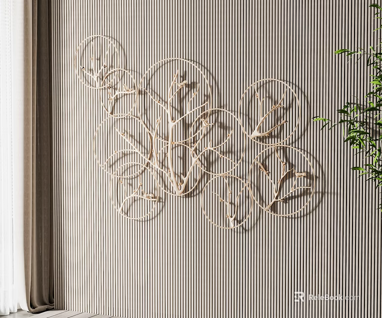 Modern Elegant Metal Wall Decor With Circular Branch Design For Living Room Interior 3d model 