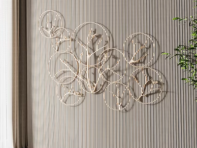 Modern Elegant Metal Wall Decor With Circular Branch Design For Living Room Interior 3d model