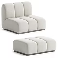 Light Beige Sectional Sofa With Modern Curved Design And Soft Plush Pillows 3d model