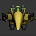 Yellow And Black Robot Character With Green Eyes And Pointed Mechanical Head Design