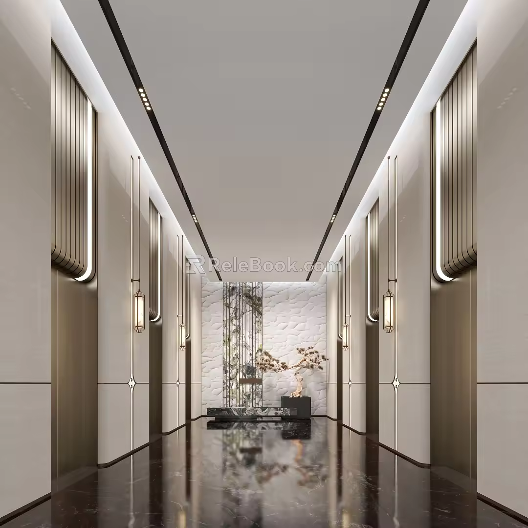 Modern elevator hall elevator hall elevator hall aisle elevator room 3d model