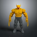 Muscular Yellow Superhero Figure With Red Head Gray Pants And Claws