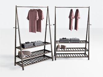 Modern Clothes Hanger Storage Rack Drying Rack Wardrobe Coat Rack Clothes Short Sleeve Shoes Towel 3d model