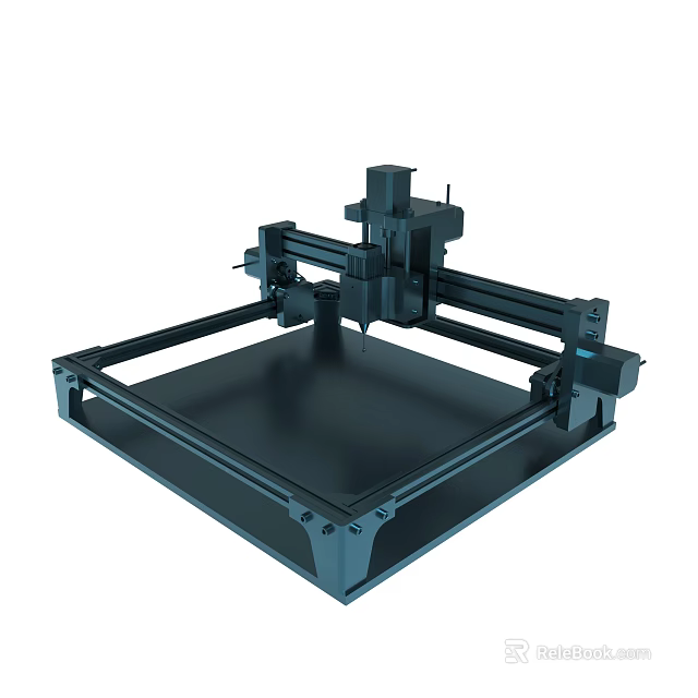 3D Printer Mechanical Structure With Metal Frame And Moving Components 3d model