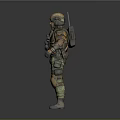 Military Tactical Soldier Figure With Helmet Backpack And Combat Gear