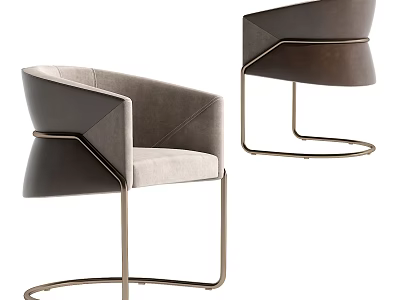Elegant Modern Dining Chairs With Curved Back Upholstered Gray And Brown Seats And Metal Frame 3d model