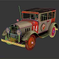 Vintage Car With Number 14 Red Wheels And Beige Red Body