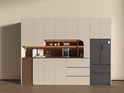 Modern Wine Cabinet Design With LED Lighting Glass Doors And Storage Space 3d model