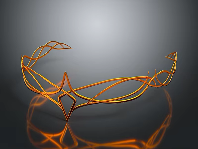 Elegant Golden Crown Headpiece With Intricate Wire Design And Metallic Shine 3d model
