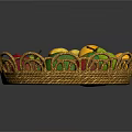 Assorted Fresh Fruits in Wicker Basket with Bananas Oranges Mangoes and Avocados