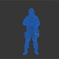 Military Soldier In Combat Uniform With Helmet And Rifle Standing Pose