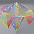 Rainbow Colored Heart Shaped Polyhedral Decorative Ornament Set With Transparent Material And Geometric Design