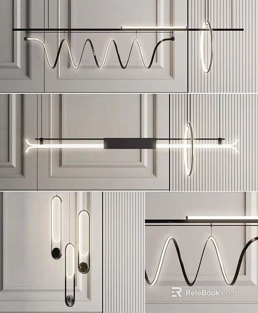 Minimalist Modern Pendant Light Fixture With Linear Design For Interior Ceiling 3d model 