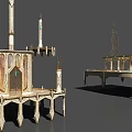 Intricate Fantasy Castle Design Featuring Tall Spires Arched Windows Decorative Columns And Stone Platform