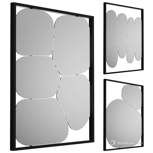 Modern Mirror Design With Various Shapes And Black Frames For Interior Decor 3d model 
