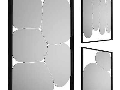 Modern Mirror Design With Various Shapes And Black Frames For Interior Decor 3d model
