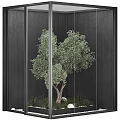 Indoor Arbor With Lush Green Leaves Dark Wall Background And Decorative Balls