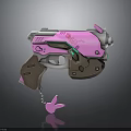 Pink And Gray Pistol With ROX Lettering Brown Grip And Rabbit Charm