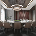 Elegant Private Dining Room Interior With Round Table And Chairs 3d model