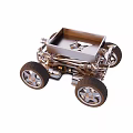 Small Silver Smart Machine With Four Wheels And Square Metal Cargo Compartment 3d model