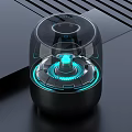 Modern Headphone Speaker With Transparent Cover And Blue Glowing Circular Design