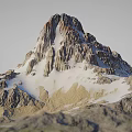 Garden Landscape Showcasing Snow Capped Rocky Peak Clear Rock Textures And Green Foot Vegetation