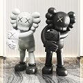White and Black Designer Dolls with Hugging Pose for Modern Interior Decor