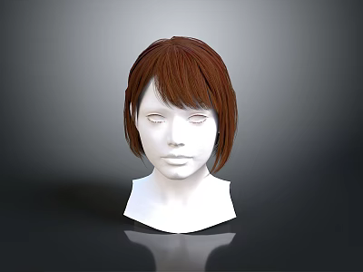 White Mannequin Head With Brown Short Hair For Styling And Display Use 3d model