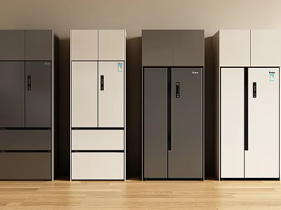 Modern Fridge Freezers In Various Colors And Styles For Home Interior 3d model