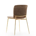 Elegant Brown Diamond Quilted Upholstered Dining Chair with Gold Metal Legs