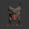 3D Mythical Dragon With Long Body Sharp Teeth Horns Open Mouth And Claws