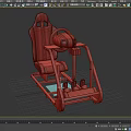 Racing Simulator Single Chair With Pink White Seat And Black Steering Wheel Pedals